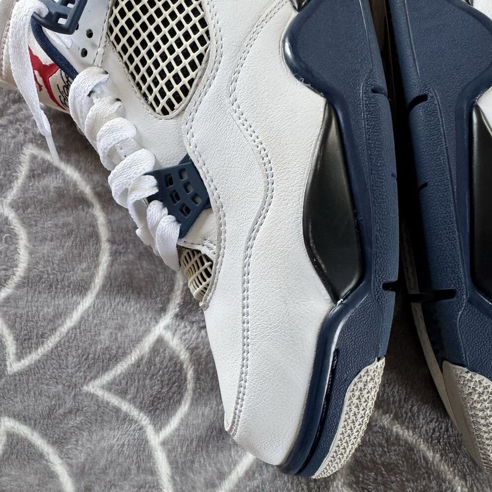 Jordan Air Jordan 4 Retro White Navy Black Men's Sneaker Size 10 - Picture 15 of 16